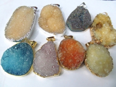 high quality 25-50mm 12pcs freeform nuggets genuine crystal druzy quartz titanium with gold plated c