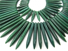 wholesale turquoise beads sharp spikes bar dark green mixed jewelry necklace 20-50mm--2strands