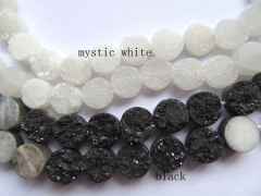 high quality 100pcs 8 10 12mm Calibrated Druzy Cabochon round black white assortment jewelry charm b