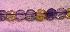 handmade rock crystal quartz 8mm 16inch strand,purple yellow round ball jewelry beads necklace