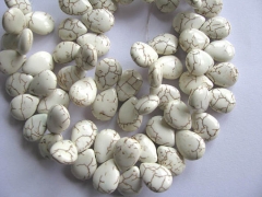 wholesale turquoise semi precious teardrop onion smooth white jewelry bead 12x16mm---2strands 16"/pe