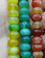 3strands 10x14mm Agate DIY bead rondelle abacus green yellow red black jet mixed bead