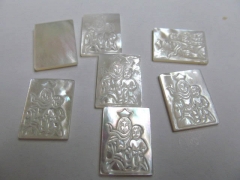 12X16 15x20mm 12pcs high quality MOP shell mother of pearl rectangle carved abochons beads