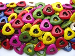 free ship--2strands 25mm turquoise semi precious heart love multicolor jewelry beads