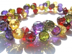 Free ship---cubic zircnoia bracelet CZ drop teadrop peach faceted rainbow mixed beads 4x6 5x7 6x9mm 64p
