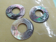 large 35mm 6pcs ,natural MOP shell mother of pearl YIN-YANG donut roundel coin oval clove cross hand