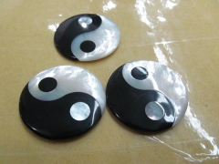 large 35mm 6pcs ,natural MOP shell mother of pearl YIN-YANG donut roundel coin oval clove cross hand