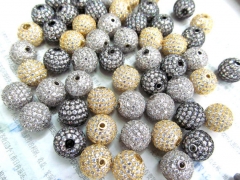 AAA grade 6-16mm 12pcs pave metal spacer &cubic zirconia crysatl silver gold mixed jewelry beads