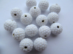 high quality bling ball 12mm 100pcs ,resin & opal white czech rhinestone spacer round jewelry beads