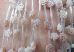 Double carved--2strands 6 8 10 12mm high quality Genuine MOP Shell ,Pearl Shell Rose flower fluorial