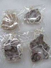 fashion 40-100mm 2pcs Christmas in July Agate Druzy gemstone nuggest freeform silver rose Point Elec