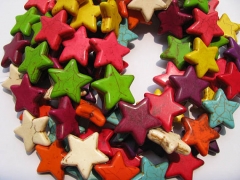 wholesale turquoise semi precious star green pink red mixed jewelry beads 25mm--2strands 16inch/per 