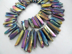 wholesale full strand 17inch /L Titanium quartz crystal freeform spikes points drilled briolettes je