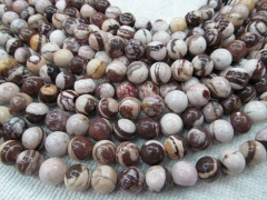 5strands 6 8 10mm round ball Australian zebra jasper genuine semi gemstone --5strands 16"/L