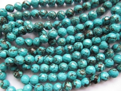 High Quality 8mm full strand Tibetant Turquoise stone Round Ball faceted Dark Bule Green Yellow Blac