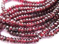 Genuine garnet for making jewelryr round rondelle wheel faceted crimsone red Burgundy jewelry beads 