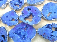 high quality Silver Gold Druzy Drusy Crystal Agate Slab Stone aqua blue Pendant Beads Full Strand 40