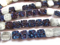 Drilled--10-15mm full strand Genuine Duzy Drusy Agate Round square box Rose AB mystic Rainbow Blue C