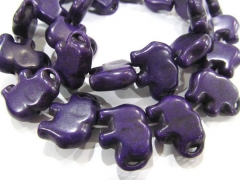 wholesale15x20-30x40mm full strand turquoise beads handmade carved elephant animals purple violet ra