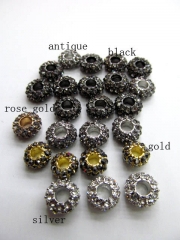 high quality 8x10mm 100pcs metal &czech rhinestone spacer silver gold gunmetal grey assortment jewel