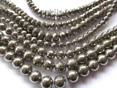 2strands 3 4 6 8 10 12mm genuine Raw pyrite crystal round ball faceted iron gold pyrite beads