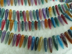 fashion genuine agate gemstone spikes sharp horn necklace cherry purple blue yellow black rainbow lo