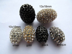 100pcs 8x10-15x20mm Vintage Rhinestone Brass Crystal Connector ,Rice Drum Hematite Gunmetal Antique 