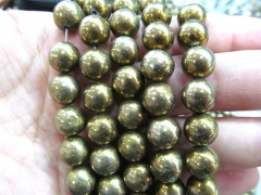 6-14mm 16inch high quality genuine pyrite beads round ball gold charm jewelry bead
