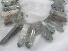 wholesale full strand 17inch /L Titanium quartz crystal freeform spikes points drilled briolettes gr