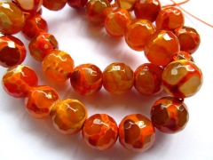 LOT 10mm Tibetant fire agate onyx bead round ball faceted evil amber oranger yellow mixed jewelry be