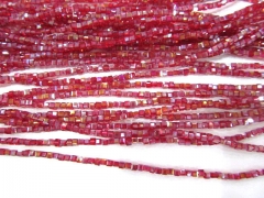 free ship--10strands 2 4 6mm fashion crystal like craft bead cubic square box crimson red loose bead