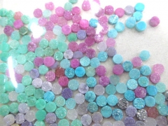 free ship--50pcs 6 8 10 12 14 16mm high quality Calibrated Druzy titanium quartz Cabochon round coin