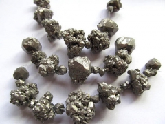 free ship--6strands 20-40mm 6lots genuine pyrite gemsotne nuggets freeform silver grey rough crsytal
