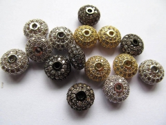 12pcs 6-10mm Cubic Zirconia Micro Pave Brass Connector Rourn rondelle pinwheel s
