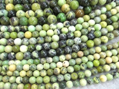 5strands 4-8mm genuine chrysoprase beads round ball green olive connector