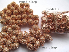 batch round rice clasp &rondelle rose gold metal spacer jewelry beads