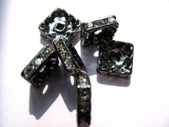 high quality square spacer metal silver mixed crystal rhinestone assortment jewelry finding 10mm 200