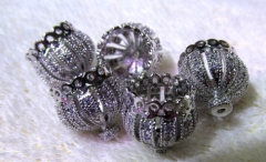 AAA grade 8-12mm 6pcs pave metal spacer &cubic zirconia crystal handmade caps cup crwon jewelry bead