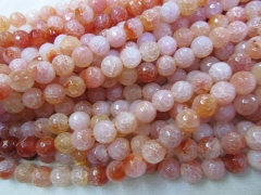 5strands 4 6 8 10 12 14 16mm high quality Agate for making jewelry round ball faceted cracked pink y