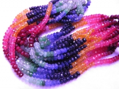 high quality 3-6mm 14inch genuine sapphire ruby gemtone Multi rondelles abacus faceted jewelry bead
