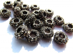 20%off-- 6x8mm 100pcs metal &czech rhinestone spacer silver gold gunmetal grey assortment jewelry be