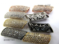 AAA grade 10x20mm 12pcs rhinestone connector pave metal spacer &cubic zirconia crystal column bar je
