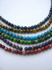 5strands 4-12mm  sea sediment veins imperial jasper  round ball multicolor mixed  jasper stone