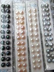 half hole-- 120-24pcs 4-14mm genuine Pearl Gergous Round Ball white dark black grey gray peach red m