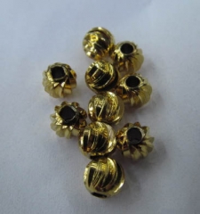 Top Quality--100pcs 4 5 6 8mm 14K gold Round ball carved spacer Beads Solid Silver,antique silver,go