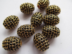 wholesale 12x16mm 100pcs metal & czech rhinestone spacer barrel rice egg silver antique gold black m