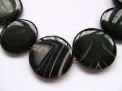 wholesale 35mm 2strands natural Black brown sardonyx gemstone coin disc jewelry bead