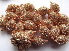 25pcs 12-20mm wholesale egg round margnetic clasp silver rose gold antique black assortment & rhinestone connector