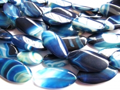 2strands 20x35mm genuine agate bead long oval egg royal blue mixed jewelry beads
