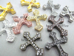 wholesale sideway cross metal spacer carved silver gold balck mixed crystal rhinestone jewelry beads
